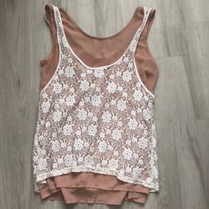 Tank top with built in lace layer